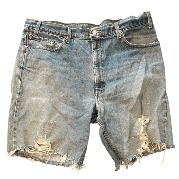 VTG 80s 90s Levi’s 517 Cutoff Denim Shorts Men’s 40 USA Made Distressed Thrashed - Picture 1 of 7